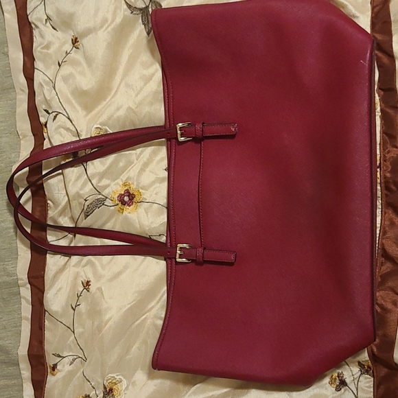 Michael Kors Jet Set Travel Tote Large Ruby Red Burgundy Tote Bag - Picture 2 of 6